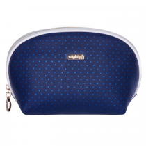 Cosmetic bag round Blue triangles