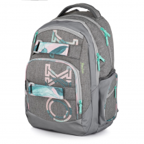 Student Backpack OXY Style Grey Flowers