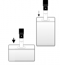 Clear badge label with plastic clip