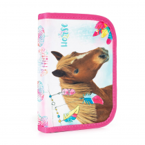 Pencil case unfilled 1 zip/2 flaps romantic horse